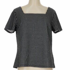 Anthropologie Chic Black and White Women's gingham Blouse with button down back